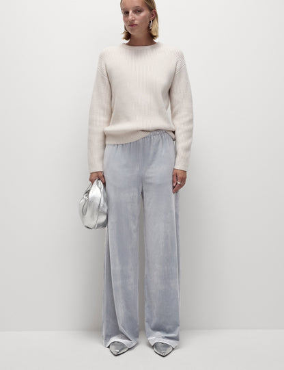 Yüksek Bel Kadife Wide Leg Pantolon