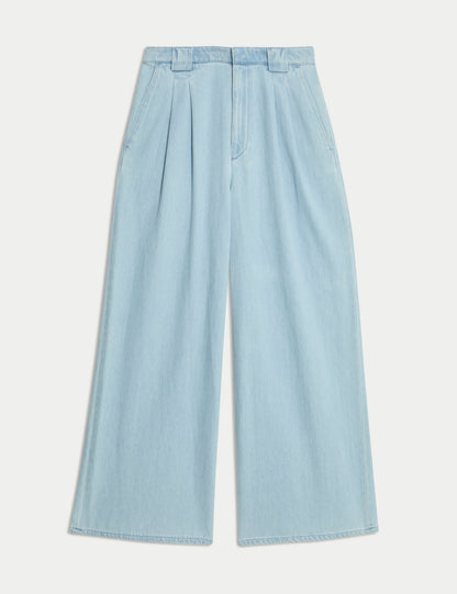 Yüksek Bel Tailored Wide Leg Jean