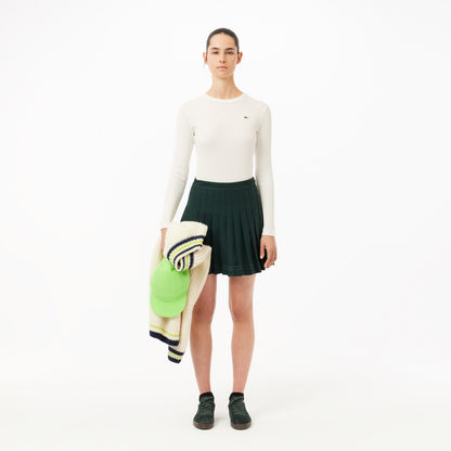 Lacoste Slim Fit Uzun Kollu Kadın Beyaz Tişört