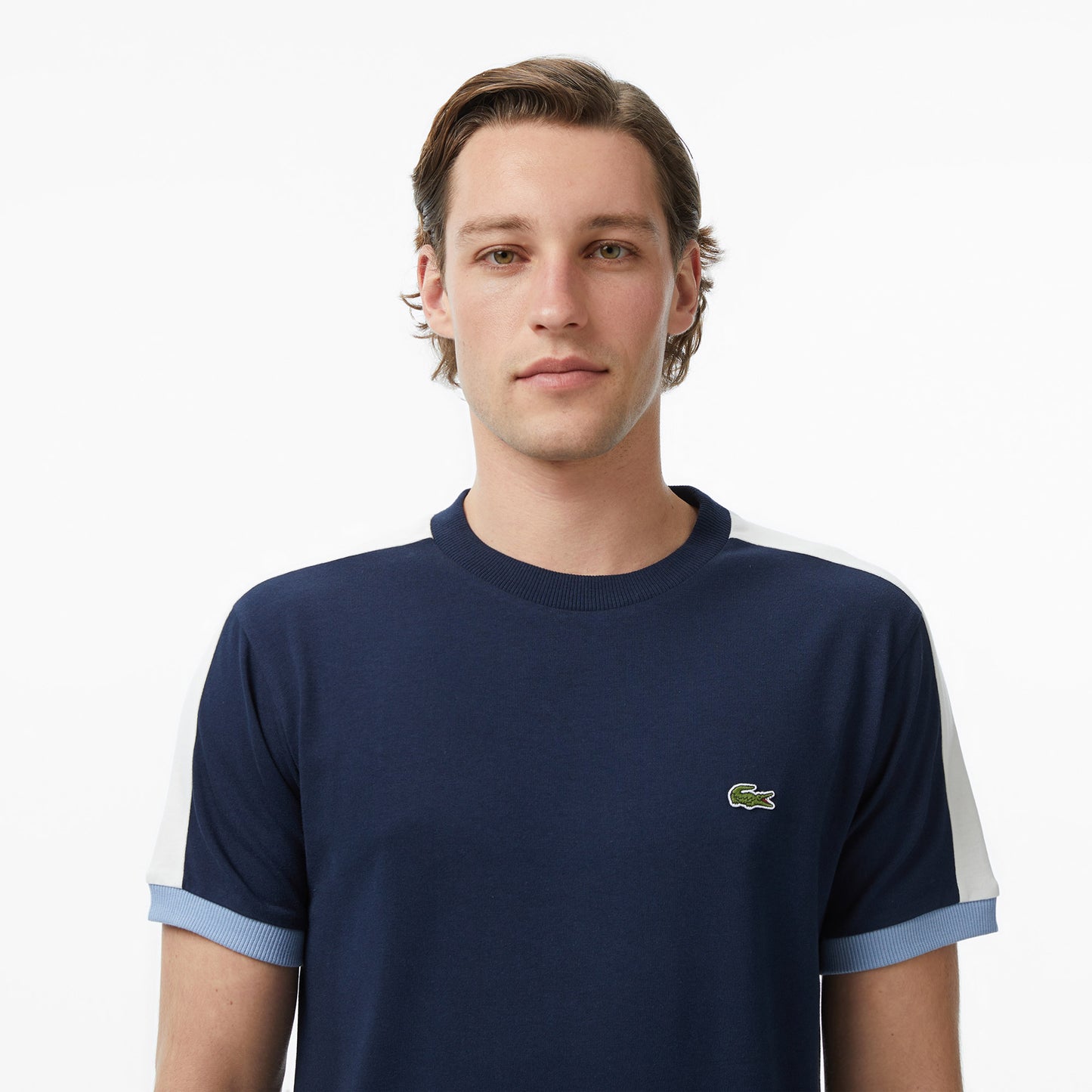 Lacoste Erkek Regular Fit Bisiklet Yaka Renk Bloklu Lacivert T-shirt