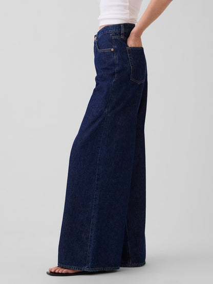 Koyu Mavi Low Slung Extra Baggy Jean Pantolon