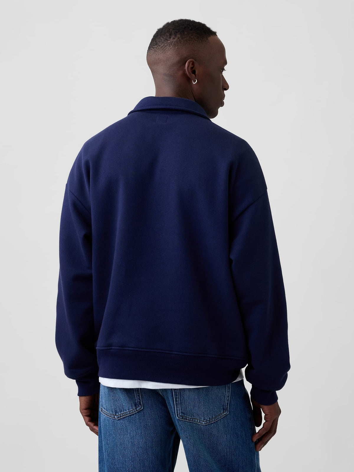 Lacivert Oversized Gap Logo Yarım Fermuarlı Sweatshirt