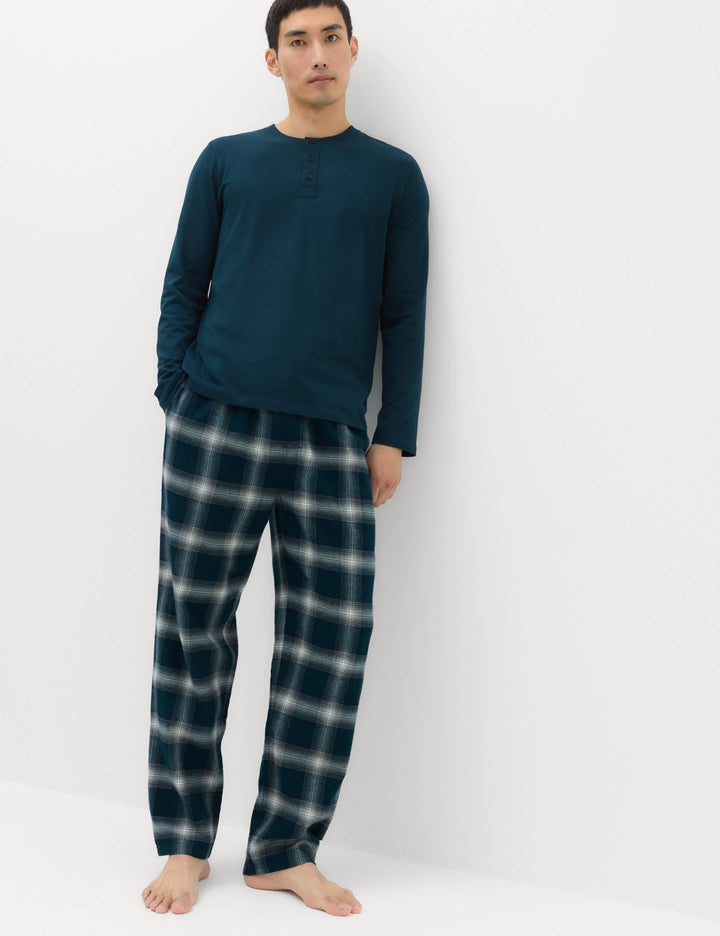 Saf Pamuklu Ekose Desenli Pijama Takımı