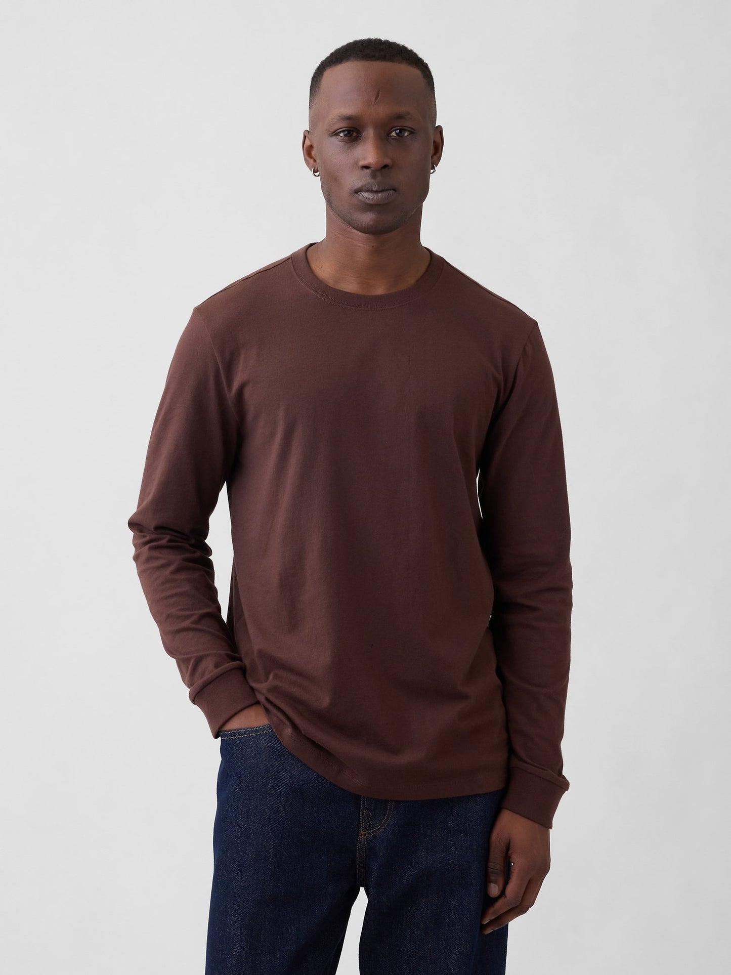 Koyu Kahverengi Everyday Soft Bisiklet Yaka T-shirt