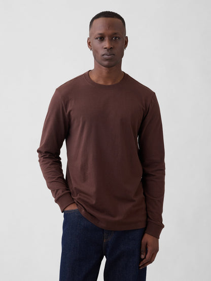 Koyu Kahverengi Everyday Soft Bisiklet Yaka T-shirt