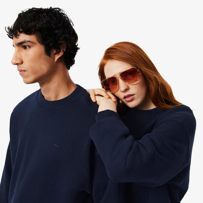 Lacoste Loose Fit Heavy Fleece Unisex Lacivert Sweatshirt