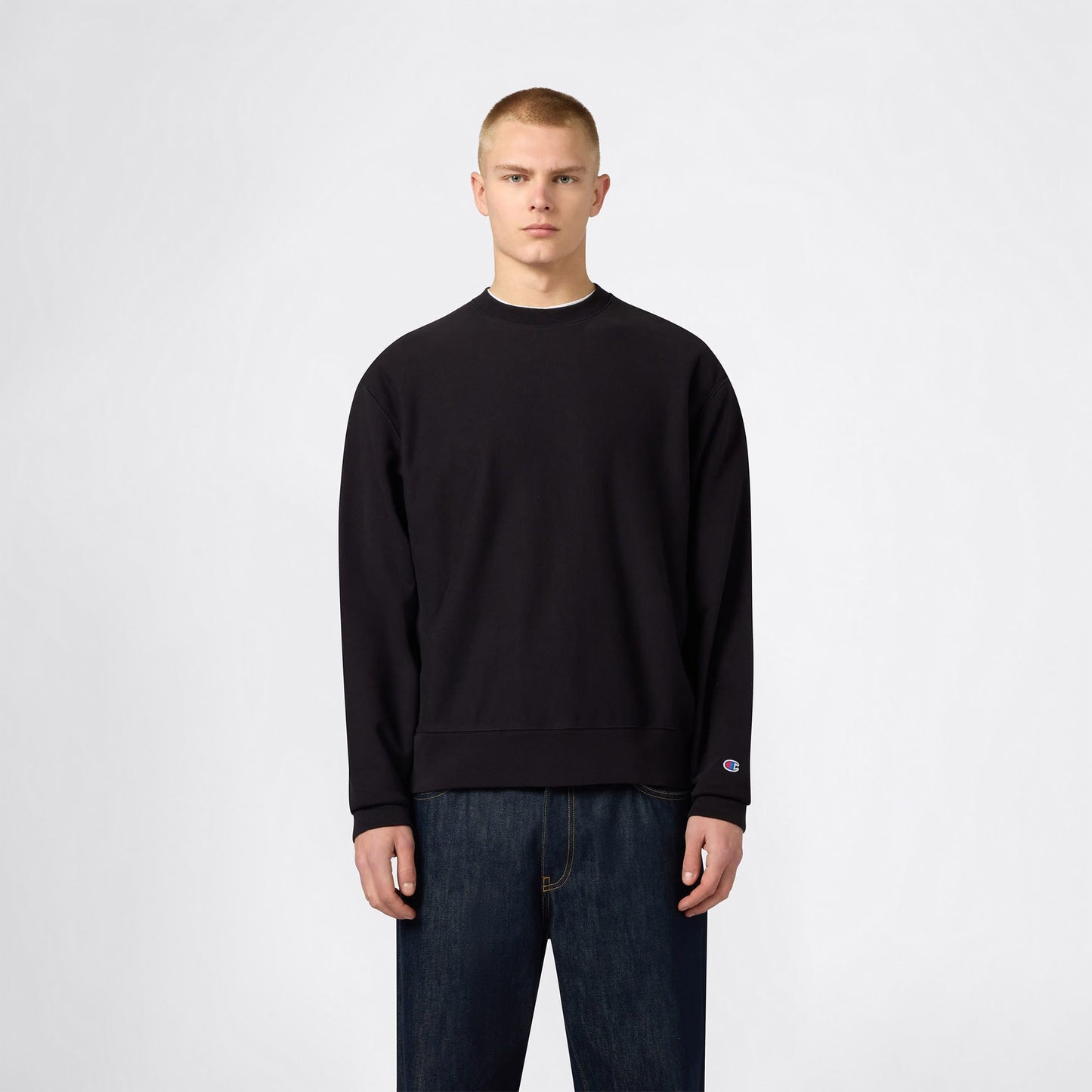 Champion Crewneck Regular Fit Erkek Siyah Sweatshirt