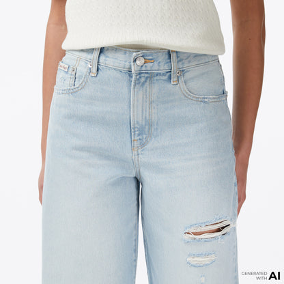 Calvin Klein The Wide Leg Worn Venice Kadın Mavi Jean