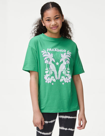 Saf Pamuklu Kısa Kollu T-shirt (6-16 Yaş)