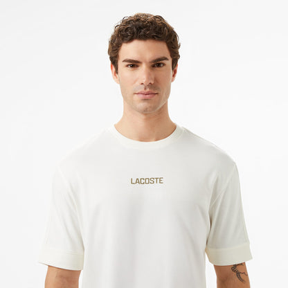 Lacoste Erkek Loose Fit Bisiklet Yaka Baskılı Beyaz T-shirt