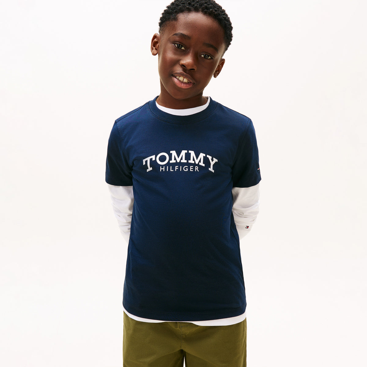 Tommy Hilfiger Monotype Print Graphic Çocuk Mavi T-shirt
