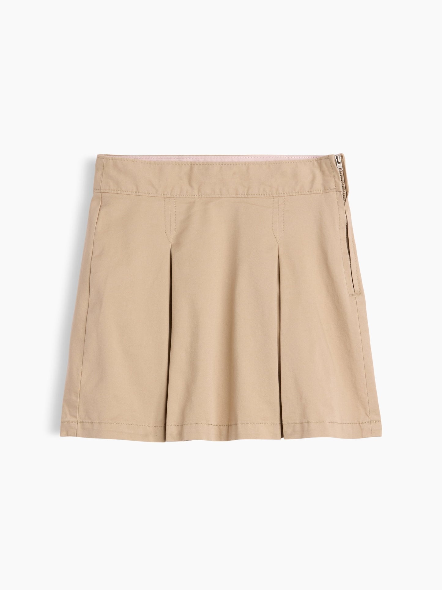 Bej Uniform Pileli Khaki Şort Etek