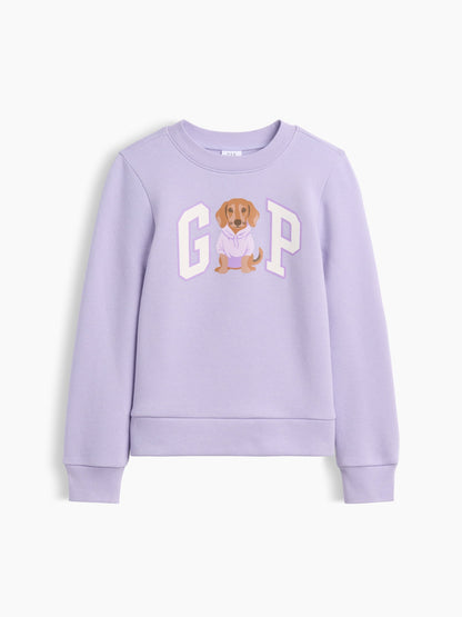 Lila Bisiklet Yaka Grafik Baskılı Sweatshirt