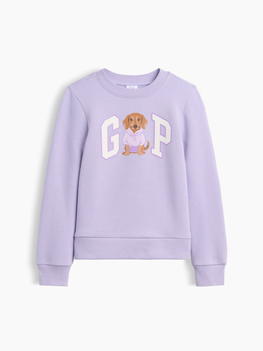 Lila Bisiklet Yaka Grafik Baskılı Sweatshirt