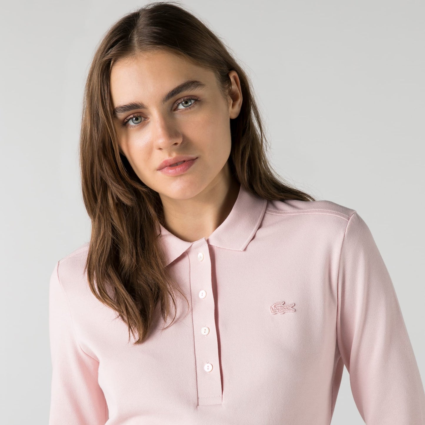 Lacoste Kadın Slim Fit Uzun Kollu Pembe Polo