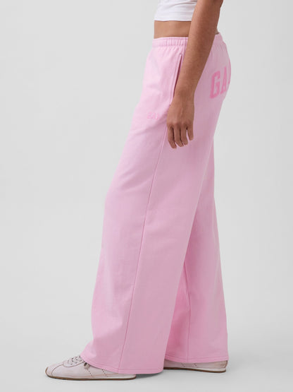 Açık Pembe Fransız Havlu Kumaş 1969 Logo Baggy Eşofman Altı