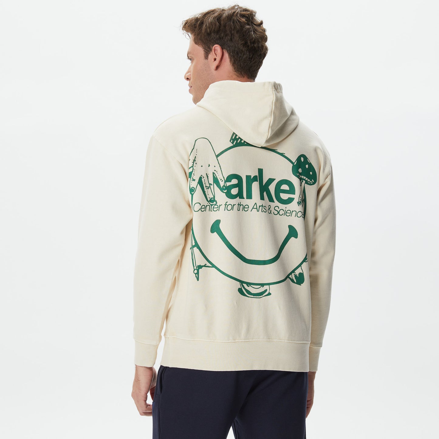 Market Smiley Art erkek Krem Hoodie