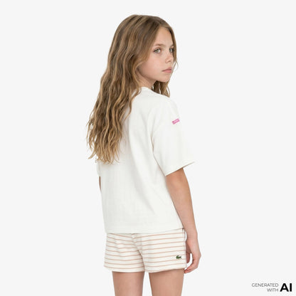 Lacoste Heavy Cotton Print Çocuk Beyaz T-shirt