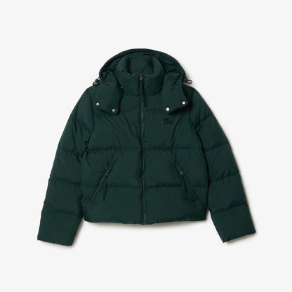 Lacoste Kadın Relaxed Fit Kapüşonlu Koyu Yeşil Şişme Mont