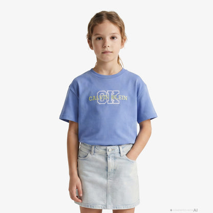 Calvin Klein Varsity Logo Çocuk Mavi T-shirt