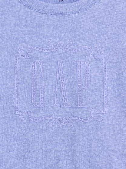 Açık Mavi Fırfır Etekli Logo T-shirt