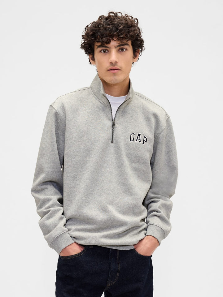 Açık Gri Relaxed Gap Logo Çeyrek Fermuarlı Sweatshirt