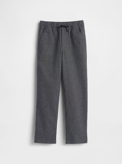 Siyah Keten Karışımı Relaxed Easy Pantolon