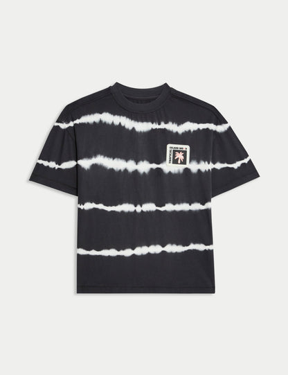 Saf Pamuklu Çizgili Batik T-shirt (2–16 Yaş)
