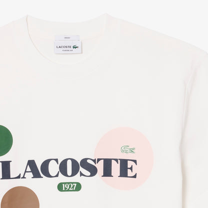 Lacoste Unisex Classic Fit Bisiklet Yaka Baskılı Beyaz T-shirt
