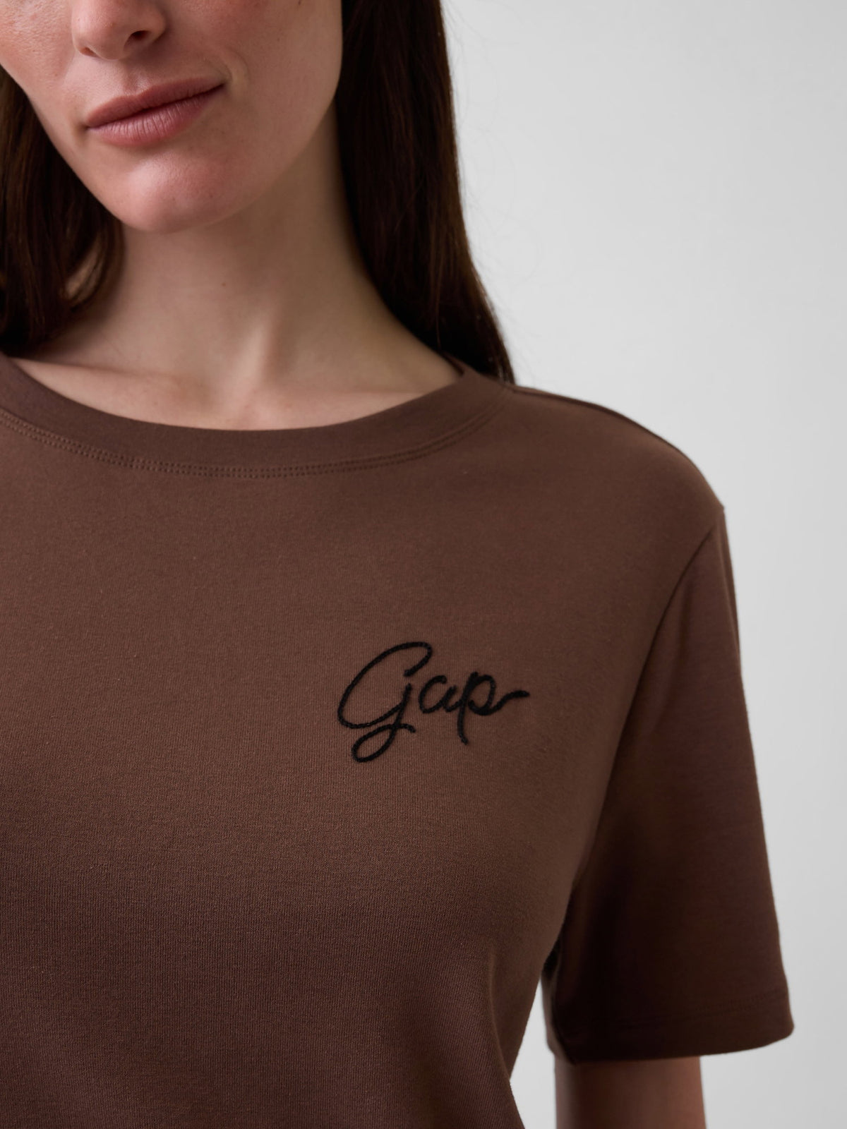 Kahverengi Relaxed Gap Logo Cutout T-shirt Midi Elbise