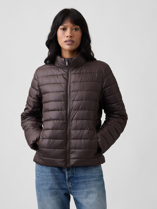 Koyu Kahverengi Relaxed Puffer Şişme Mont