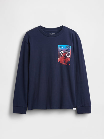 Lacivert Marvel Relaxed Grafik T-shirt