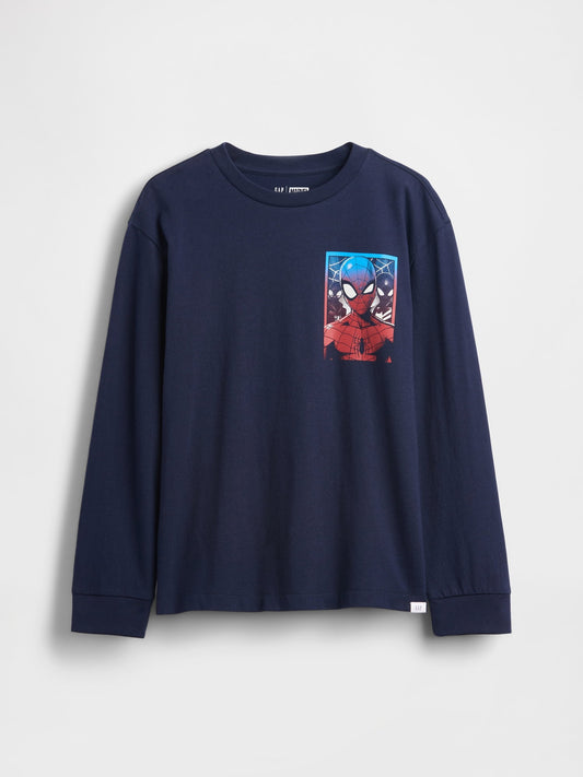 Lacivert Marvel Relaxed Grafik T-shirt