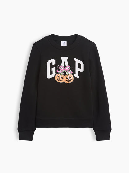 Siyah Bisiklet Yaka Grafik Baskılı Sweatshirt