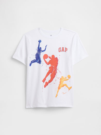 Beyaz Grafik Baskılı T-shirt