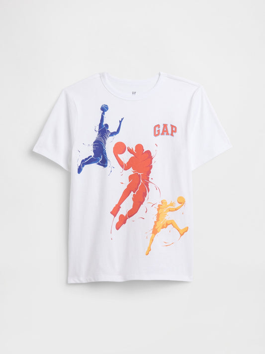 Beyaz Grafik Baskılı T-shirt
