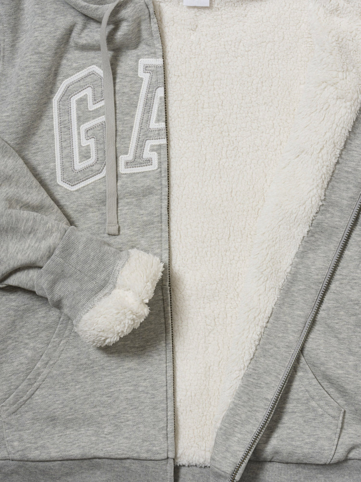 Gri Relaxed Gap Logo Sherpa-astarlı Fermuarlı Sweatshirt