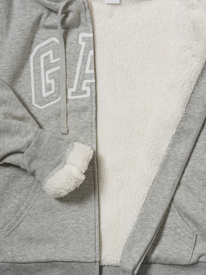 Gri Relaxed Gap Logo Sherpa-astarlı Fermuarlı Sweatshirt
