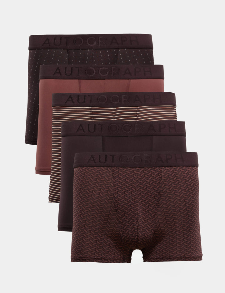 5'li Geometrik Desenli Mikroskin Hipster Boxer
