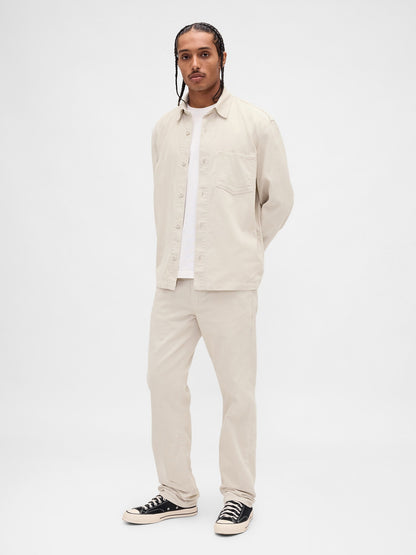 Kırık Beyaz Kordon Kumaş Relaxed Straight Pantolon