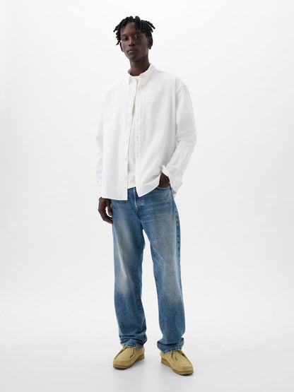 Beyaz Gap Logo Oversize Oxford Gömlek
