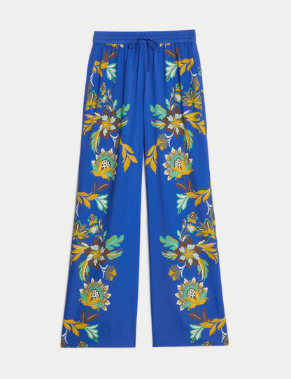 Jaeger Saf Lyocell™ Çiçek Desenli Wide Leg Pantolon