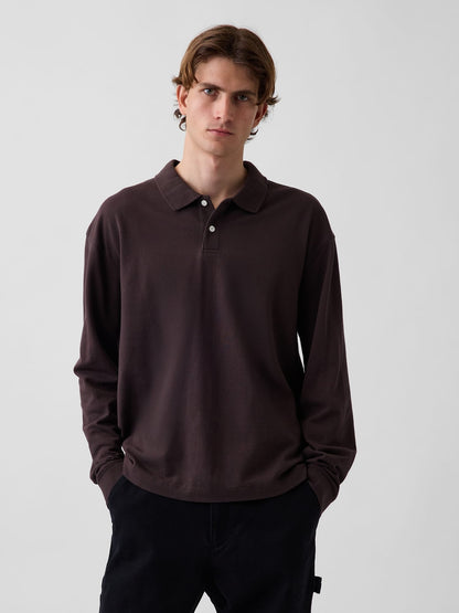 Lacivert Oversized Pique Polo T-shirt