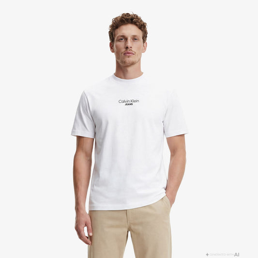 Calvin Klein Relaxed Fit Graphic Erkek Beyaz T-shirt