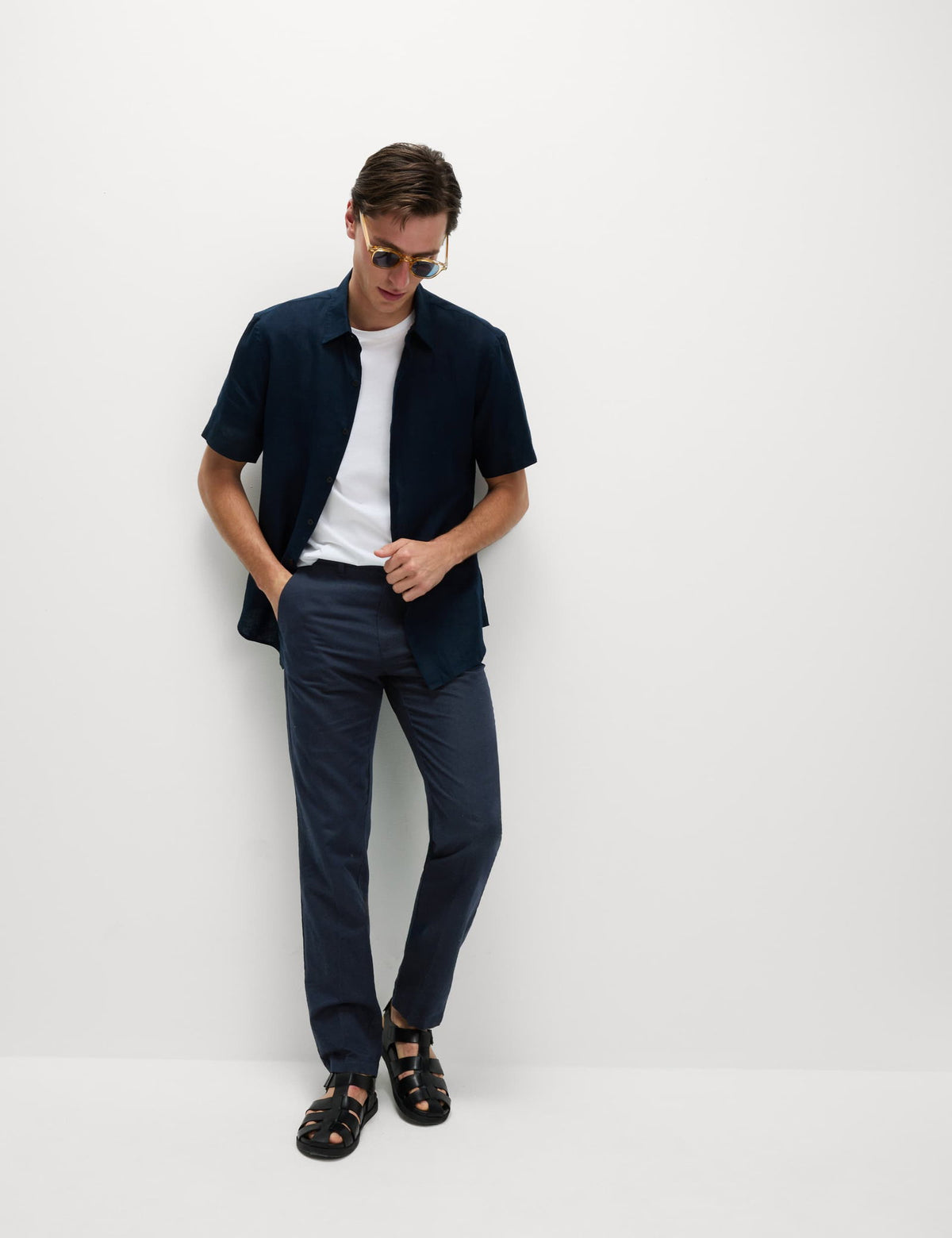 Regular Fit Keten Karışımlı Chino