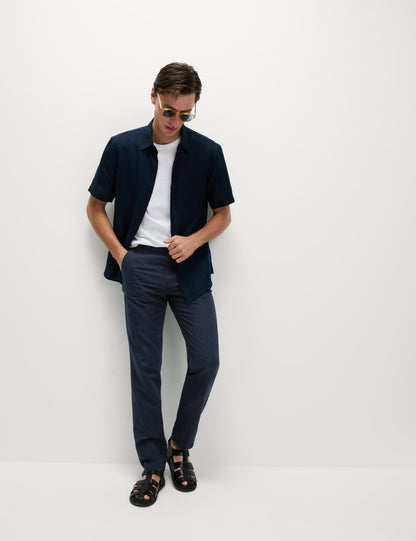 Regular Fit Keten Karışımlı Chino