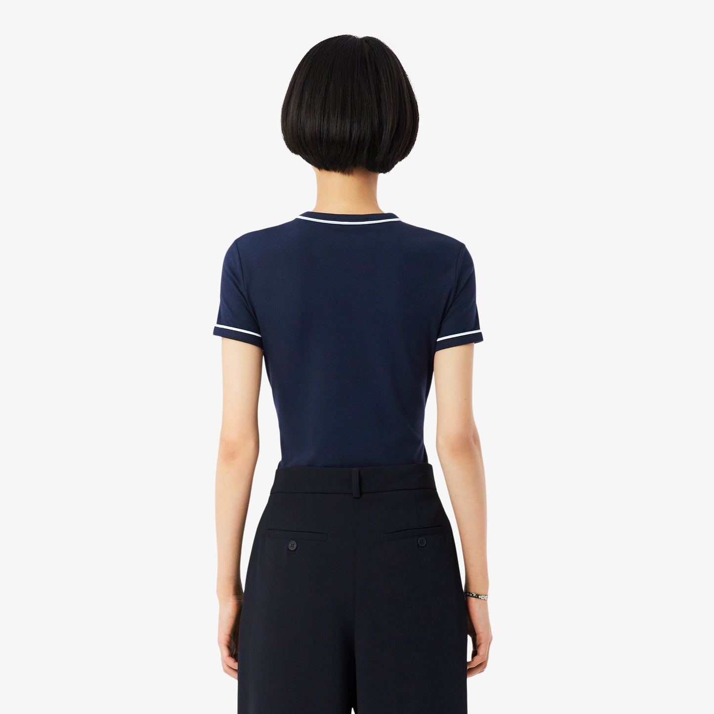 Lacoste Kadın Slim Fit Bisiklet Yaka Lacivert T-shirt