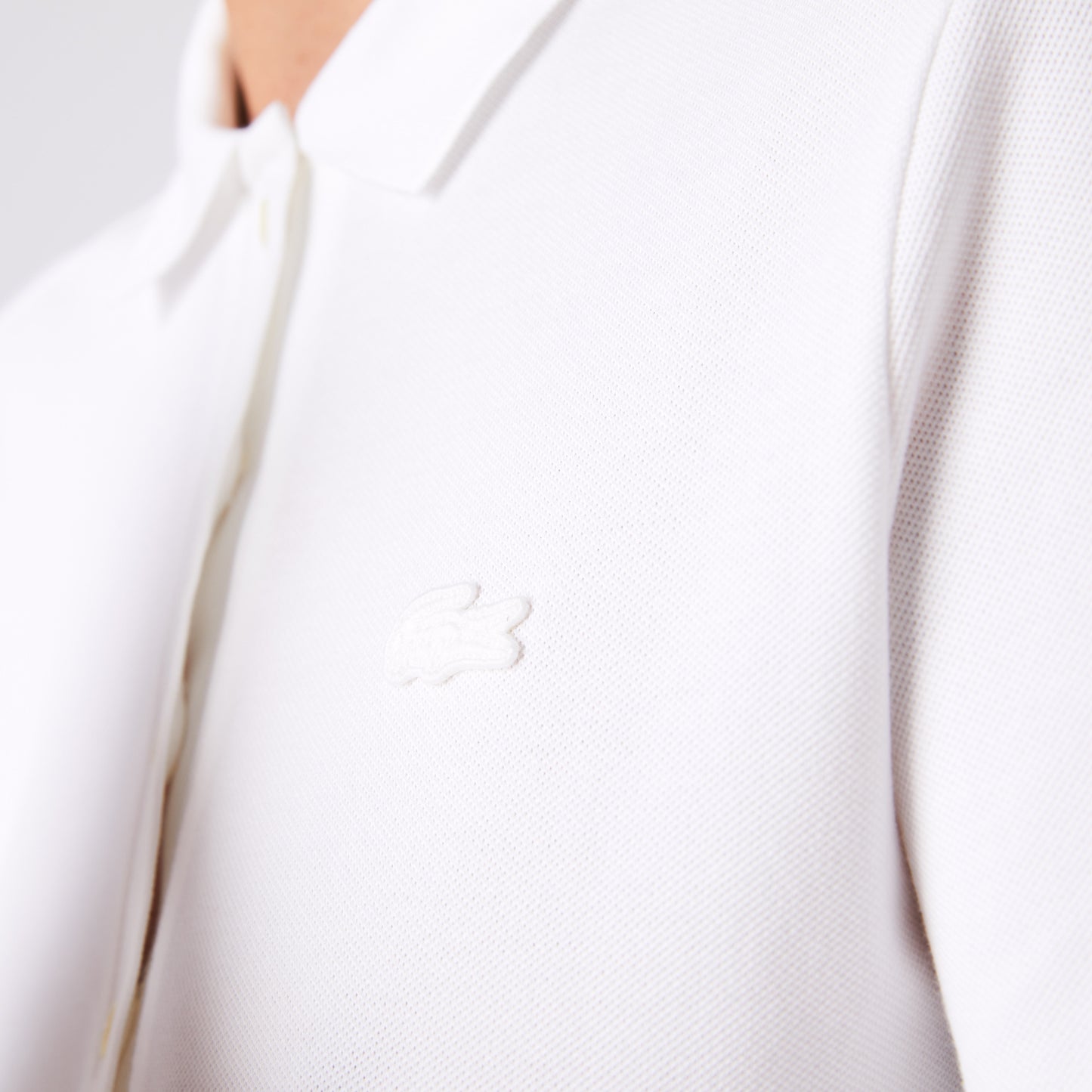 Lacoste Kadın Slim Fit Uzun Kollu Beyaz Polo