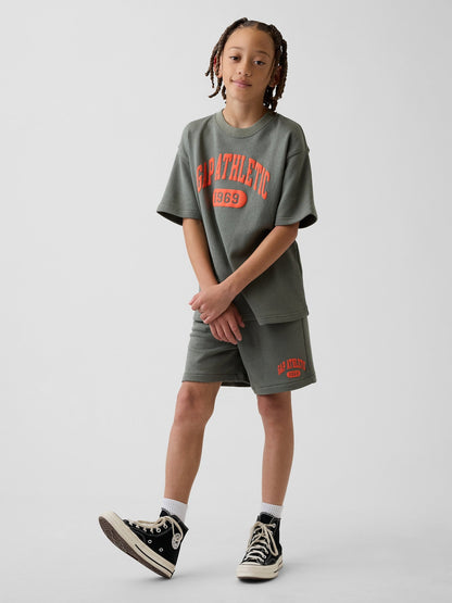 Haki Fransız Havlu Kumaş Kısa Kollu Sweatshirt