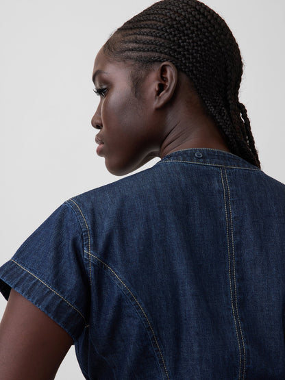 Koyu Mavi Gap × Hfr Denim Peplum Gömlek By Igdalyah